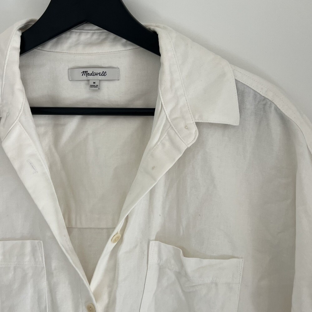 Madewell White Cotton Courier Shirt Oversized Boxy Relaxed Button Up Medium EUC - Picture 5 of 7